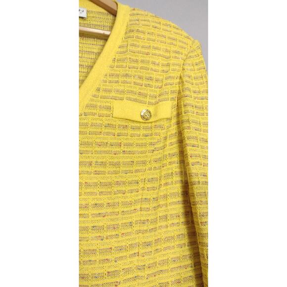 St John Collection Multicolor Yellow Button Front Cardigan Sweater Size 12 - Picture 4 of 16